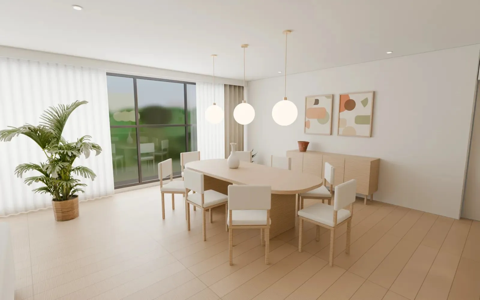 Sala de jantar do decorado 3D